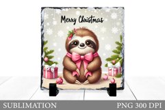 Christmas Sloth Sublimation. Christmas Sloth Slate Design Product Image 1
