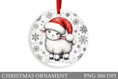 Cute Lamb Christmas Ornament. Christmas Ornament Sublimation Product Image 1