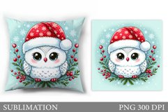 Christmas Owl Pillow Design. Christmas Pillow Sublimation Product Image 1