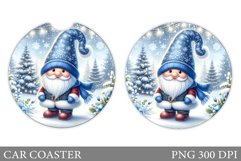 Cute Gnome Car Coaster. Christmas Car Coaster Sublimation Product Image 1