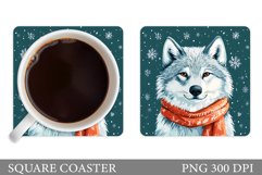 Wolf Coaster Design. Christmas Coaster Sublimation Product Image 1