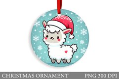Cute Lama Christmas Ornament. Christmas Ornament Sublimation Product Image 1