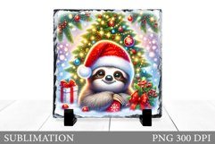 Christmas Sloth Sublimation. Christmas Sloth Slate Design Product Image 1