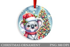 Cute Koala Christmas Ornament. Christmas Koala Sublimation Product Image 1