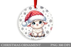Cute Lamb Christmas Ornament. Christmas Ornament Sublimation Product Image 1