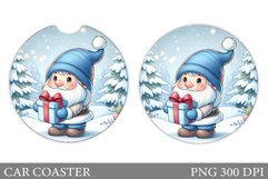 Cute Gnome Car Coaster. Christmas Car Coaster Sublimation Product Image 1