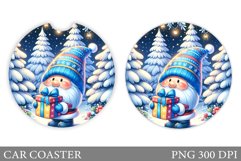 Christmas Gnome Car Coaster. Christmas Car Coaster Design Product Image 1