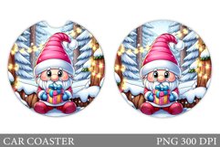 Christmas Gnome Car Coaster. Christmas Car Coaster Design Product Image 1