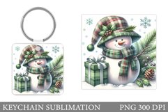 Cute Snowman Keychain Sublimation. Snowman Christmas Design Product Image 1