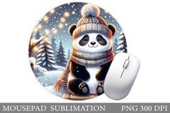 Cute Panda Mouse Pad Design. Christmas Mouse Pad Sublimation Product Image 1
