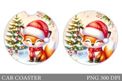 Christmas Fox Car Coaster. Christmas Car Coaster Sublimation Product Image 1