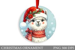 Cute Lama Christmas Ornament. Christmas Ornament Sublimation Product Image 1
