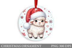 Cute Lamb Christmas Ornament. Christmas Ornament Sublimation Product Image 1
