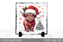 Highland Cow Sublimation. Christmas Cow Slate Design Product Image 1