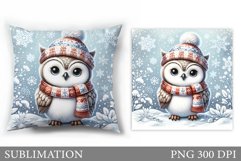 Christmas Owl Pillow Design. Christmas Pillow Sublimation Product Image 1