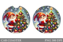 Cute Gnome Car Coaster. Christmas Car Coaster Sublimation Product Image 1