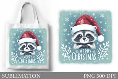 Christmas Raccoon Tote Bag. Christmas Tote Bag Sublimation Product Image 1