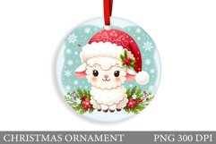 Cute Lamb Christmas Ornament. Christmas Ornament Sublimation Product Image 1