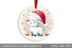 Cute Lamb Christmas Ornament. Christmas Lamb Sublimation Product Image 1
