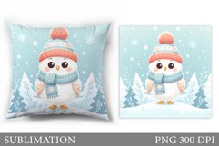 Christmas Owl Pillow Design. Christmas Pillow Sublimation Product Image 1