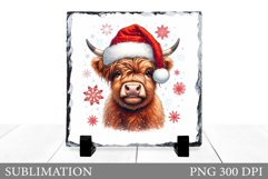 Highland Cow Sublimation. Christmas Cow Slate Design Product Image 1