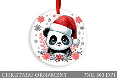 Cute Panda Christmas Ornament. Christmas Panda Sublimation Product Image 1