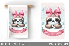Cute Sloth Kitchen Towel. Christmas Kitchen Towel Design Product Image 1