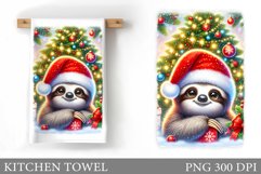 Cute Sloth Kitchen Towel. Christmas Kitchen Towel Design Product Image 1