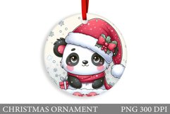 Cute Panda Christmas Ornament. Christmas Panda Sublimation Product Image 1
