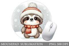 Christmas Sloth Mouse Pad. Christmas Mouse Pad Sublimation Product Image 1