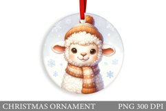 Cute Lamb Christmas Ornament. Christmas Lamb Sublimation Product Image 1