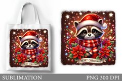 Christmas Raccoon Tote Bag. Christmas Tote Bag Sublimation Product Image 1