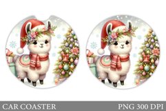 Lama Car Coaster Sublimation. Christmas Car Coaster Design Product Image 1