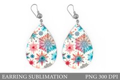 Snowflakes Earring Sublimation. Christmas Earring Design Product Image 1