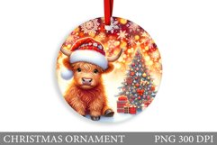 Highland Cow Christmas Ornament. Christmas Ornament Design Product Image 1