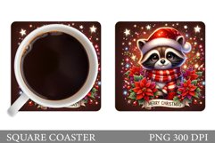 Christmas Raccoon Coaster. Christmas Coaster Sublimation Product Image 1