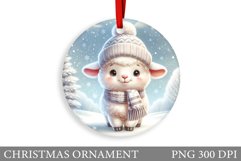 Cute Lamb Christmas Ornament. Christmas Ornament Sublimation Product Image 1