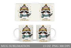 Christmas Raccoon Mug Design. Christmas Mug Sublimation Product Image 1