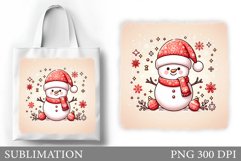 Snowman Tote Bag Sublimation. Christmas Tote Bag Design Product Image 1