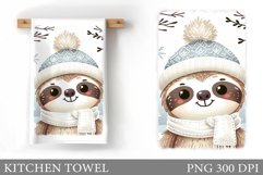 Cute Sloth Kitchen Towel. Christmas Kitchen Towel Design Product Image 1
