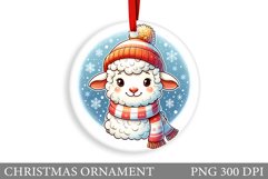 Cute Lamb Christmas Ornament. Christmas Lamb Sublimation Product Image 1