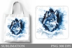 Wolf Tote Bag Design. Christmas Tote Bag Sublimation Product Image 1