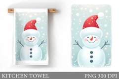 Snowman Kitchen Towel Design. Christmas Kitchen Towel Product Image 1