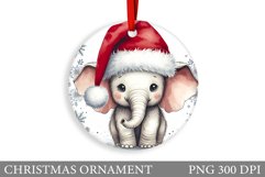 Cute Elephant Christmas Ornament. Cute Elephant Sublimation Product Image 1