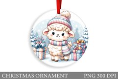 Cute Lamb Christmas Ornament. Christmas Ornament Sublimation Product Image 1