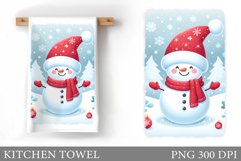 Snowman Kitchen Towel Design. Christmas Kitchen Towel Product Image 1