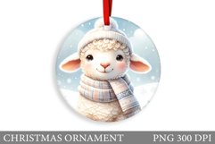 Cute Lamb Christmas Ornament. Christmas Lamb Sublimation Product Image 1