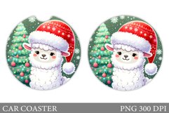 Lama Car Coaster Sublimation. Christmas Car Coaster Design Product Image 1