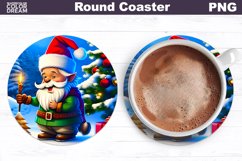 3D Christmas Gnome Coaster Design | Cute Gnome Round Coaster Product Image 1
