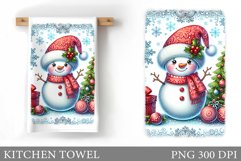 Snowman Kitchen Towel Design. Christmas Kitchen Towel Product Image 1